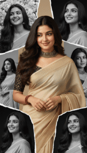 Cinematic Sai-Pallavi Inspired Portrait With Artistic Collage – Hyper-Realistic AI Prompt