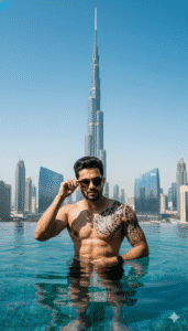 Dubai Infinity Pool Prompt with Burj Khalifa View | Luxury Scenic Swimming Pool