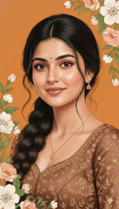 High-Quality Digital Painting Portrait of a Young South Asian Woman with Bindi